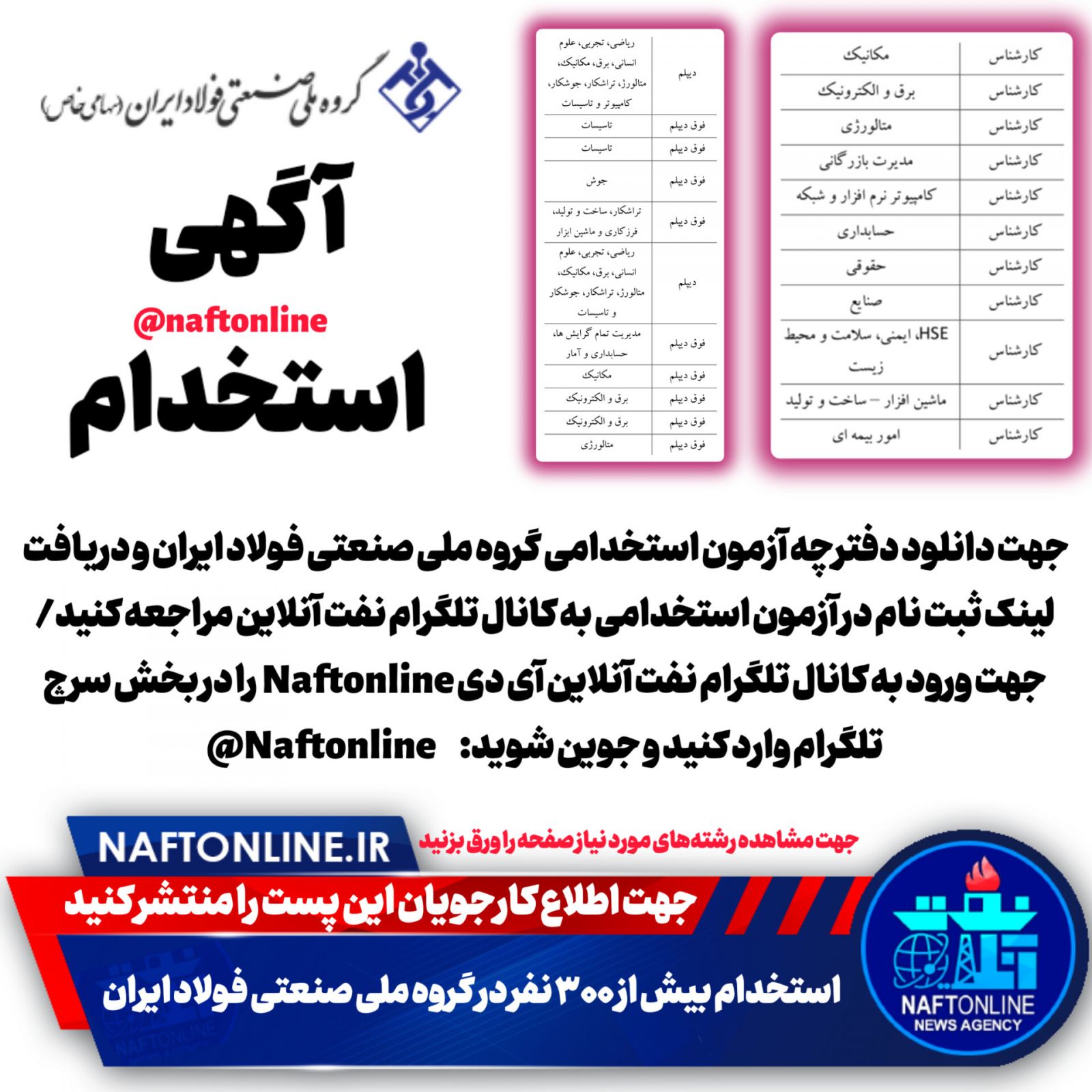 استخدام گروه ملی صنعتی فولاد ایران 